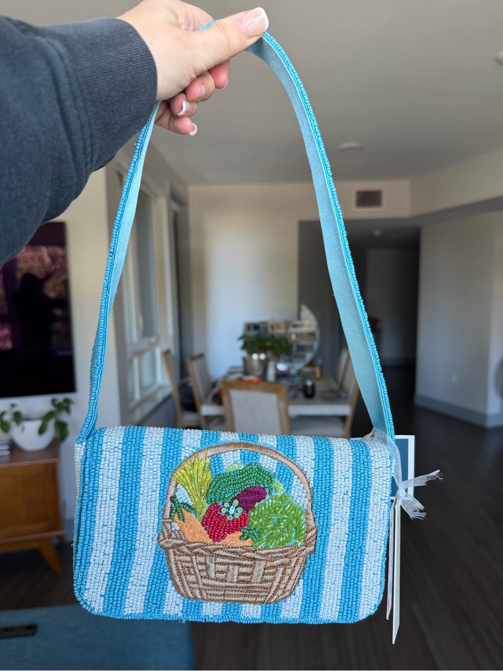 NWT Blue & White Beaded Fruit Basket Bag from Marshall’s / TJ Maxx made in India